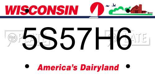 5S57H6 Wisconsin License Plate