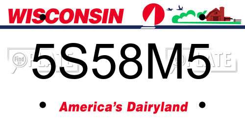 5S58M5 Wisconsin License Plate