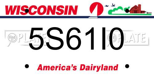 5S61I0 Wisconsin License Plate