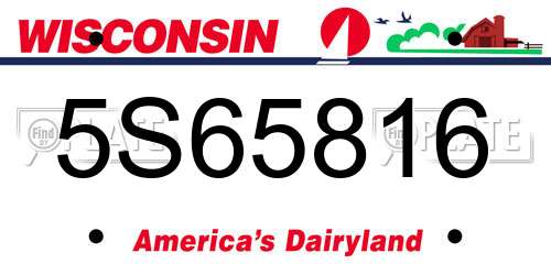 5S65816 Wisconsin License Plate