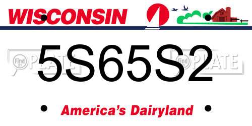 5S65S2 Wisconsin License Plate