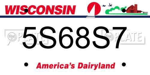 5S68S7 Wisconsin License Plate