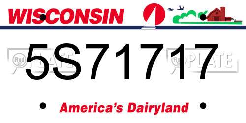 5S71717 Wisconsin License Plate