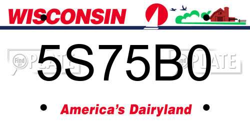5S75B0 Wisconsin License Plate