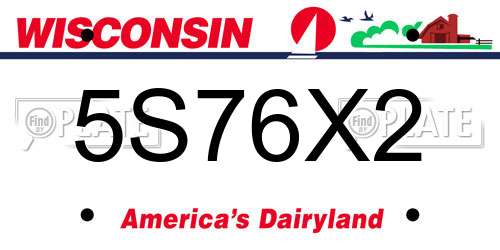5S76X2 Wisconsin License Plate