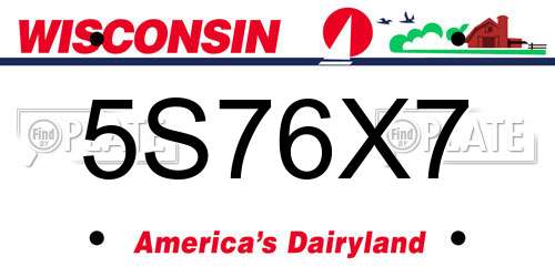 5S76X7 Wisconsin License Plate