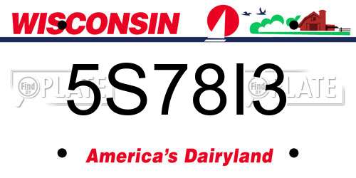 5S78I3 Wisconsin License Plate