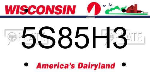 5S85H3 Wisconsin License Plate