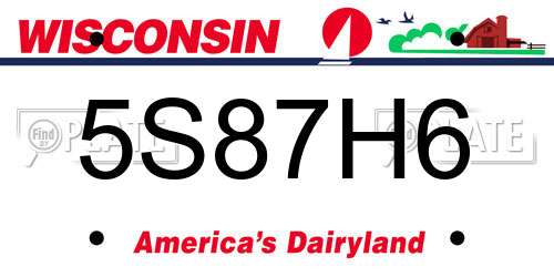 5S87H6 Wisconsin License Plate