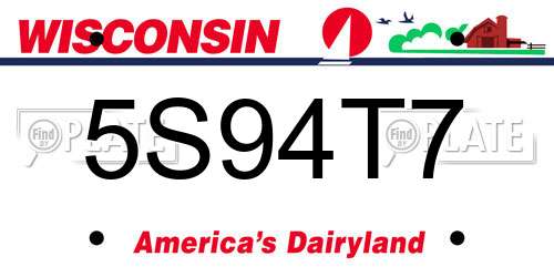 5S94T7 Wisconsin License Plate