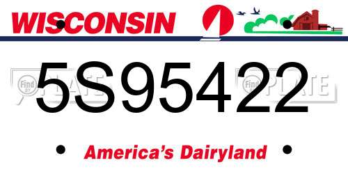 5S95422 Wisconsin License Plate