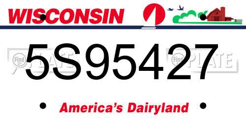 5S95427 Wisconsin License Plate