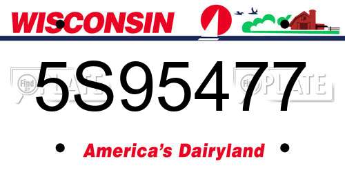 5S95477 Wisconsin License Plate