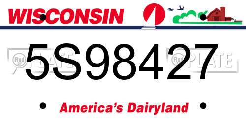 5S98427 Wisconsin License Plate