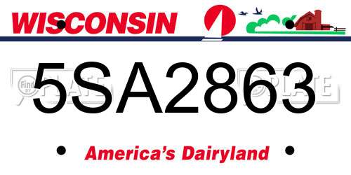 5SA2863 Wisconsin License Plate