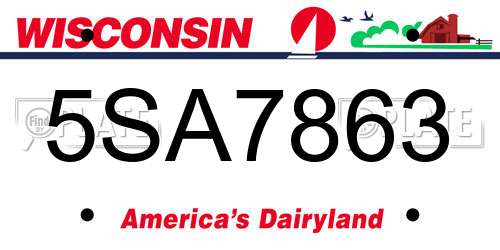 5SA7863 Wisconsin License Plate