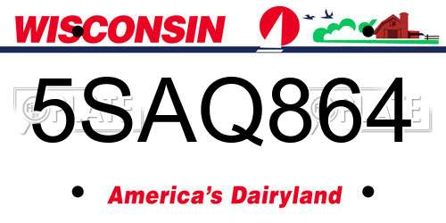 5SAQ864 Wisconsin License Plate