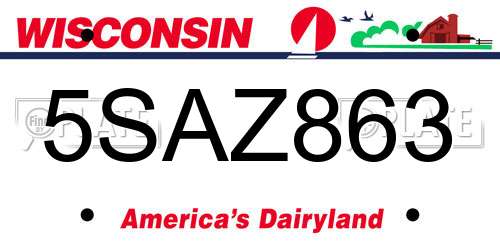5SAZ863 Wisconsin License Plate