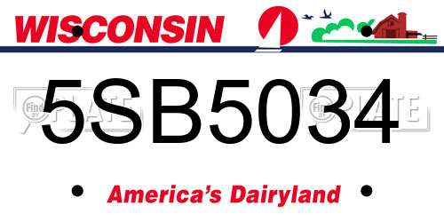 5SB5034 Wisconsin License Plate