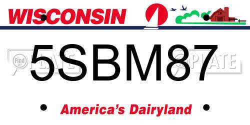 5SBM87 Wisconsin License Plate