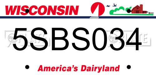 5SBS034 Wisconsin License Plate
