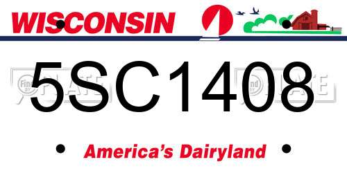 5SC1408 Wisconsin License Plate