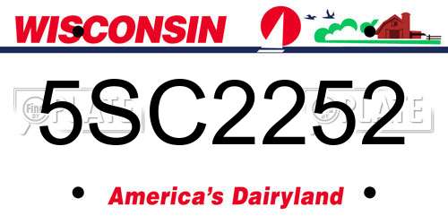 5SC2252 Wisconsin License Plate