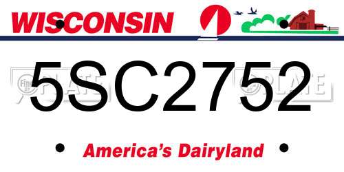 5SC2752 Wisconsin License Plate