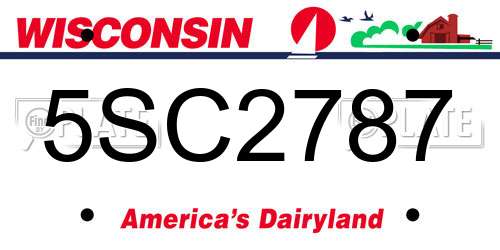 5SC2787 Wisconsin License Plate