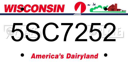 5SC7252 Wisconsin License Plate