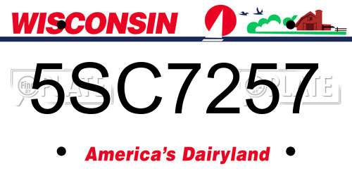 5SC7257 Wisconsin License Plate