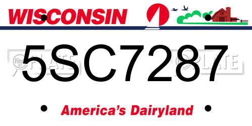 5SC7287 Wisconsin License Plate