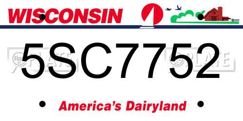 5SC7752 Wisconsin License Plate