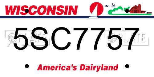 5SC7757 Wisconsin License Plate