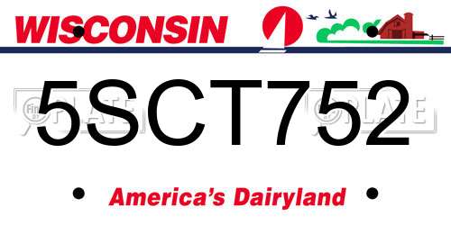5SCT752 Wisconsin License Plate