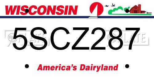 5SCZ287 Wisconsin License Plate