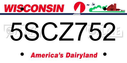 5SCZ752 Wisconsin License Plate