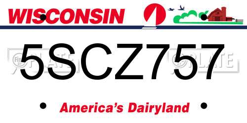 5SCZ757 Wisconsin License Plate