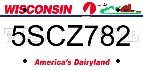 5SCZ782 Wisconsin License Plate