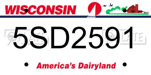 5SD2591 Wisconsin License Plate
