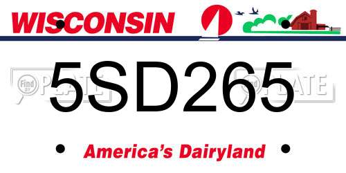 5SD265 Wisconsin License Plate