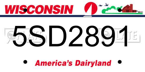 5SD2891 Wisconsin License Plate