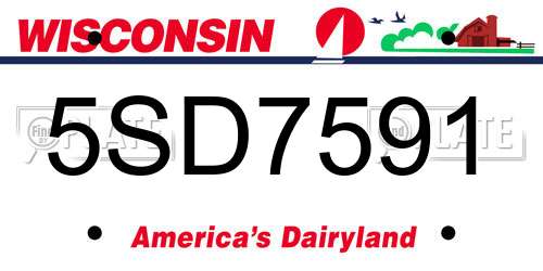 5SD7591 Wisconsin License Plate