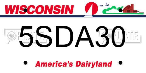 5SDA30 Wisconsin License Plate