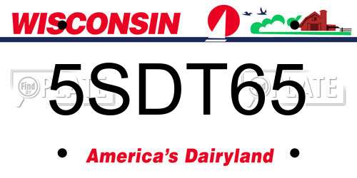 5SDT65 Wisconsin License Plate