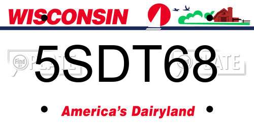 5SDT68 Wisconsin License Plate