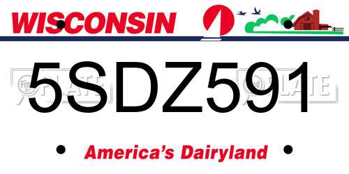 5SDZ591 Wisconsin License Plate