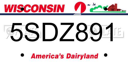 5SDZ891 Wisconsin License Plate