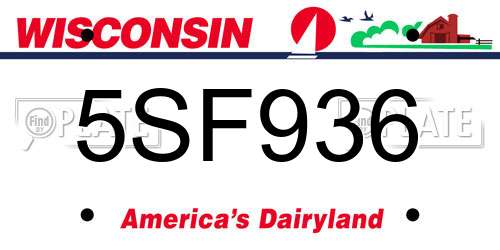 5SF936 Wisconsin License Plate