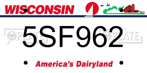 5SF962 Wisconsin License Plate